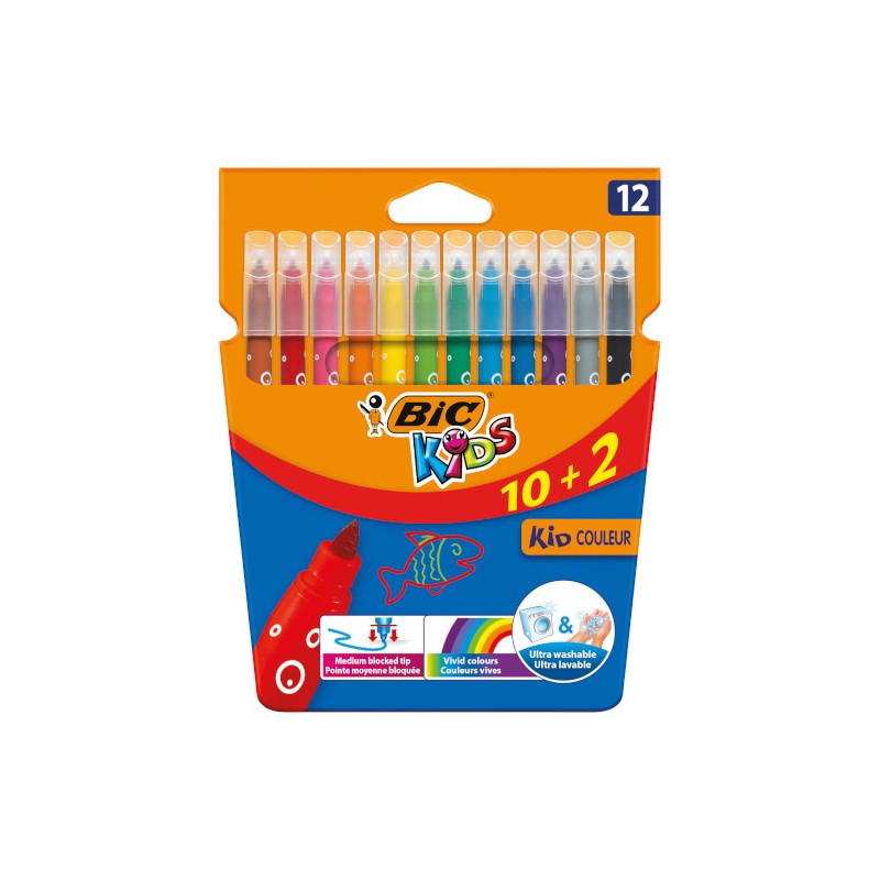 BIC Kids Kid Couleur Pennarelli lavabili punta media 12 colori BIC Kids Kid Couleur Pennarelli lavabili punta media 12 colori