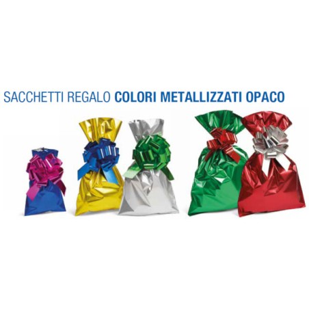 Sacchetti regalo Niji in carta colorata metallizzata opaca 20x35 cm, 100 pezzi - 60718
