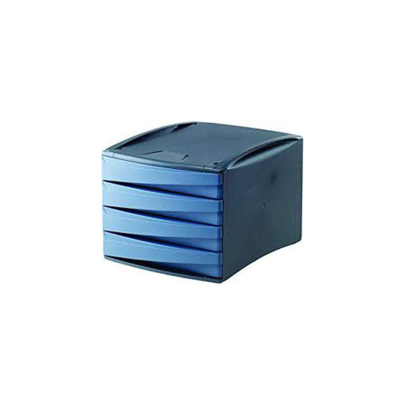 FELLOWES 2 pezzi Cassettiera 4 cassetti blu trasparente 00195