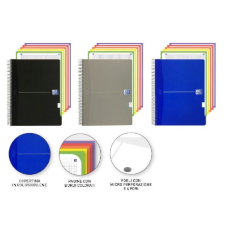FAVORIT - ESSENTIAL Quaderno Maxi Spiralato 5M 4 Fori 160 fogli - 90 gr -Colori Assortiti 113534