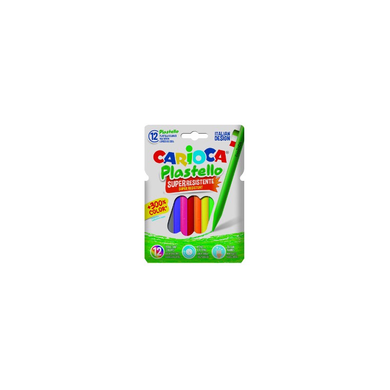 Carioca Plastello pastelli a cera resistenti 12 pezzi colori assortiti 42711