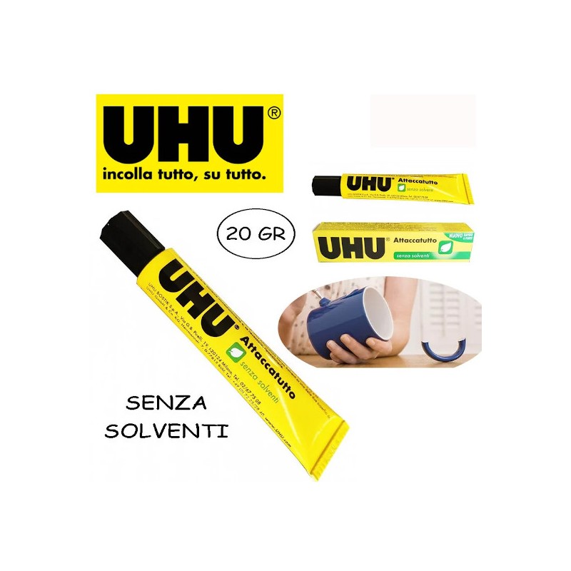 UHU 20 Tubi Attaccatutto Senza Solventi Trasparente 20 ml D9214 UHU 20 Tubi Attaccatutto Senza Solventi Trasparente 20 ml D9214