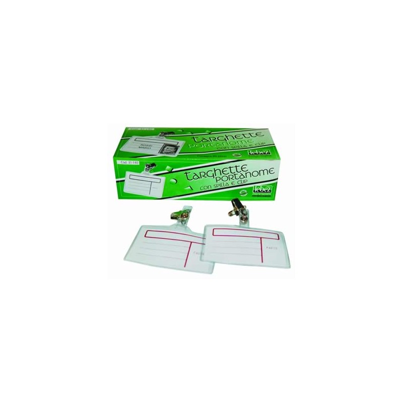 Porta badge Lebez con clip in metallo 9,3x6 cm, confezione da 50 pezzi - 31-140