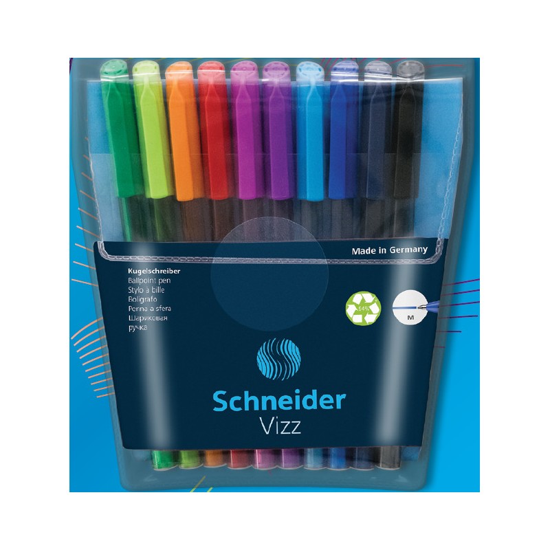 Schneider Vizz penne a sfera punta media inchiostro Gelco 10 colori assortiti – confezione 10 pezzi 102290 Schneider Vizz penne a sfera punta media inchiostro Gelco 10 colori assortiti – confezione 10 pezzi 102290