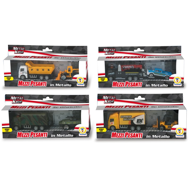TEOREMA METAL KIDS - MEZZI PESANTI 4 MDL IN METALLO SCALA 1:64 65643 TEOREMA METAL KIDS - MEZZI PESANTI 4 MDL IN METALLO SCALA 1:64 65643