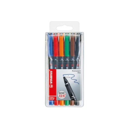 1 - Blister 6 colori Stabilo OHPen fine penna