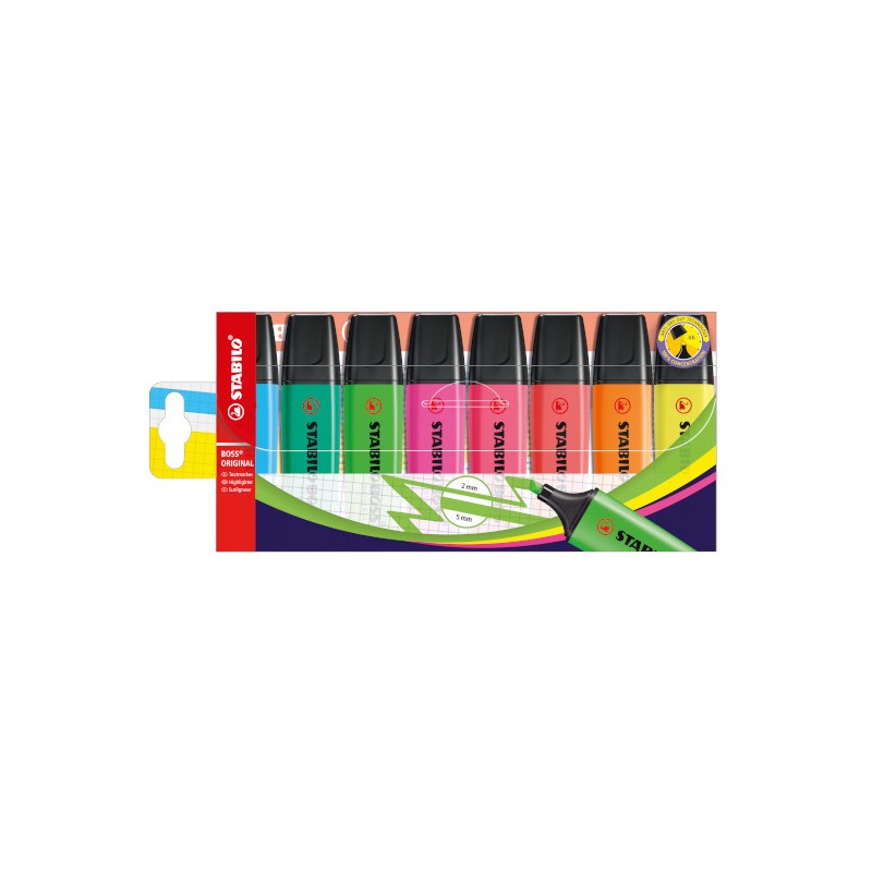 Stabilo Boss Original 8 evidenziatori colori fluorescenti 70/8 Stabilo Boss Original 8 evidenziatori colori fluorescenti 70/8
