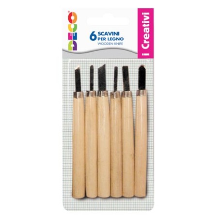 CWR scavini manico legno, blister 6 pezzi