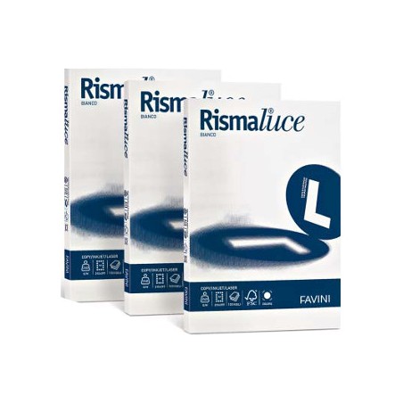 1 - FAVINI 125 fogli Rismaluce carta fotocopie colore bianco A4 200gr A670104