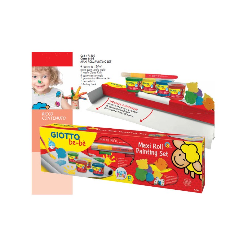 GIOTTO BE-BE' MAXI ROLL PAINTING SET COLORI A DITA 4718 GIOTTO BE-BE' MAXI ROLL PAINTING SET COLORI A DITA 4718