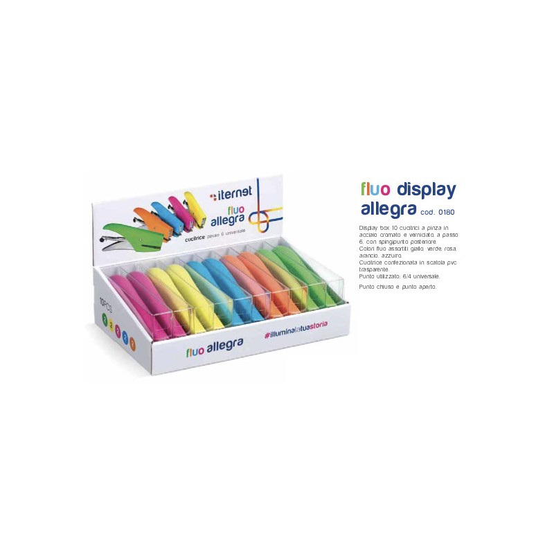 ITERNET 10 pz Cucitrice Allegra fluo 6/4 in acciaio cod.0180 ITERNET 10 pz Cucitrice Allegra fluo 6/4 in acciaio cod.0180