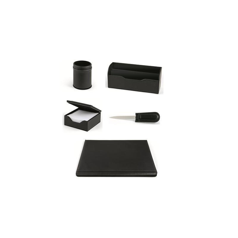 Set scrittoio Niji William 5 pezzi in materiale sintetico, colore nero - 60451 Set scrittoio Niji William 5 pezzi in materiale sintetico, colore nero - 60451