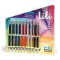 Mini penna a sfera Niji Lili in metallo, a scatto con clip, refill nero, espositore da 10 pezzi - 1301 Mini penna a sfera Niji Lili in metallo, a scatto con clip, refill nero, espositore da 10 pezzi - 1301