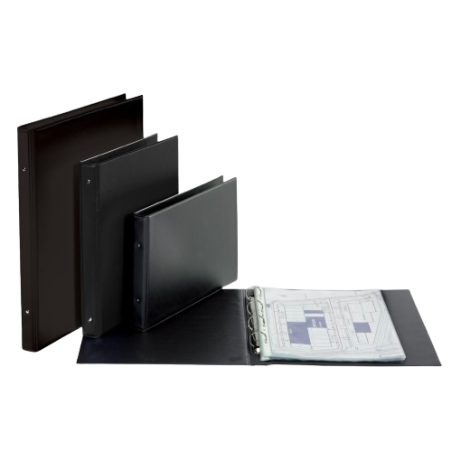 1 - FAVORIT  Raccoglitore a 4 anelli D. 30 cm, Dossier pvc 30x42 nero 460473