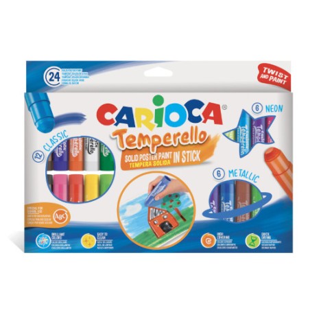 1 - CARIOCA Colori a Tempera SOLIDA Temperello 24 Colori 43290
