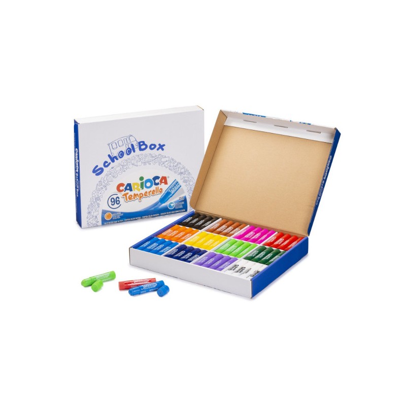 Carioca Temperello School Box tempera solida in stick 96 pezzi colori assortiti 42831 Carioca Temperello School Box tempera solida in stick 96 pezzi colori assortiti 42831