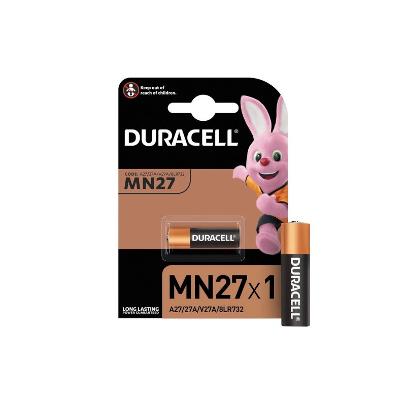 Duracell pila alcalina 12V MN27 (A27, 8LR732) per telecomandi – confezione 1 pezzo Duracell pila alcalina 12V MN27 (A27, 8LR732) per telecomandi – confezione 1 pezzo
