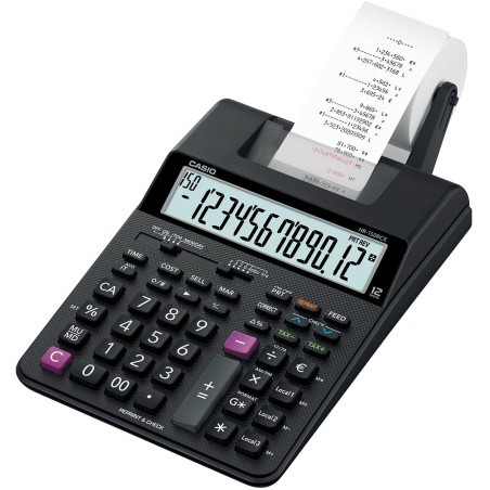 Casio HR-150RCE-WB calcolatrice scrivente 12 cifre, stampa a due colori, controllo in 150 passi, cambio valuta, nera