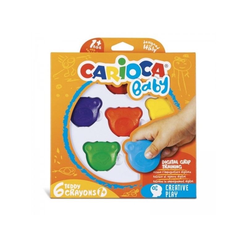 Carioca Baby Teddy Crayons pastelli a forma di orsetto 6 pezzi 42956 Carioca Baby Teddy Crayons pastelli a forma di orsetto 6 pezzi 42956