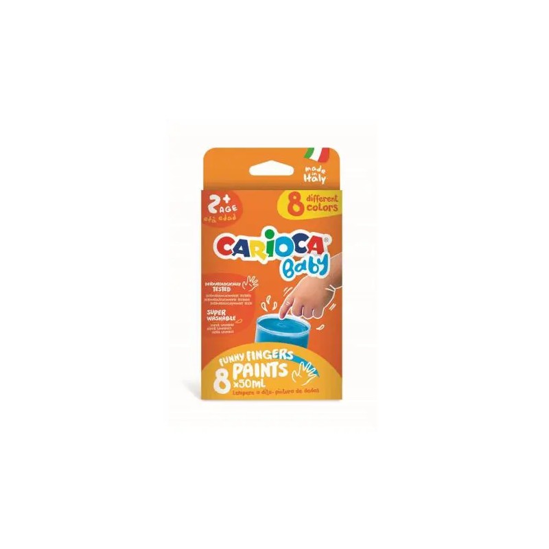 Carioca Baby Finger Paints tempera a dita 8 barattoli da 50 ml 43174 Carioca Baby Finger Paints tempera a dita 8 barattoli da 50 ml 43174