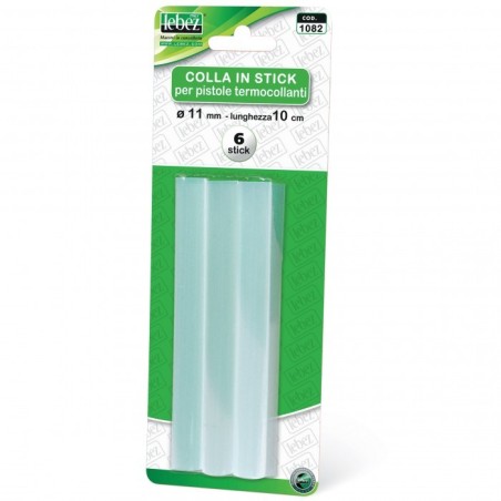 Stick di colla a caldo Lebez, diametro 11 mm, lunghezza 10 cm, blister da 6 pezzi - 1082