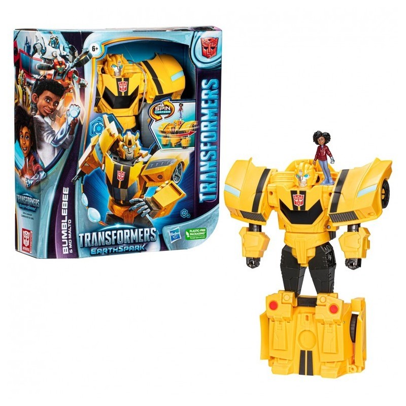 Transformers EarthSpark Spin Changer Bumblebee con Mo Malto - Action Figure 20 cm F7662 Transformers EarthSpark Spin Changer Bumblebee con Mo Malto - Action Figure 20 cm F7662