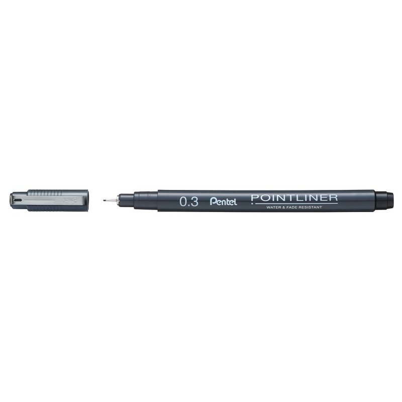 Pentel Pontiliner S20P-3A fineliner 0.3 mm nero 12 Pz Pentel Pontiliner S20P-3A fineliner 0.3 mm nero 12 Pz