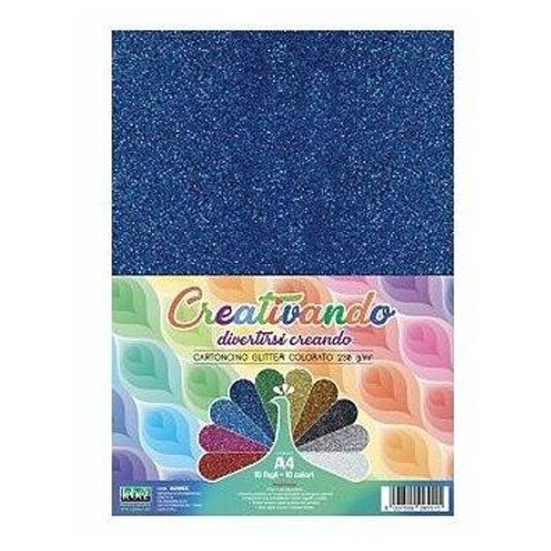 Cartoncino Glitter Colorato A4 230 g/m² - Confezione da 10 Fogli - 80955 Cartoncino Glitter Colorato A4 230 g/m² - Confezione da 10 Fogli - 80955