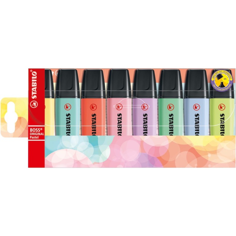 Stabilo Boss Original Pastel 8 evidenziatori colori pastello assortiti 70/8-3 Stabilo Boss Original Pastel 8 evidenziatori colori pastello assortiti 70/8-3