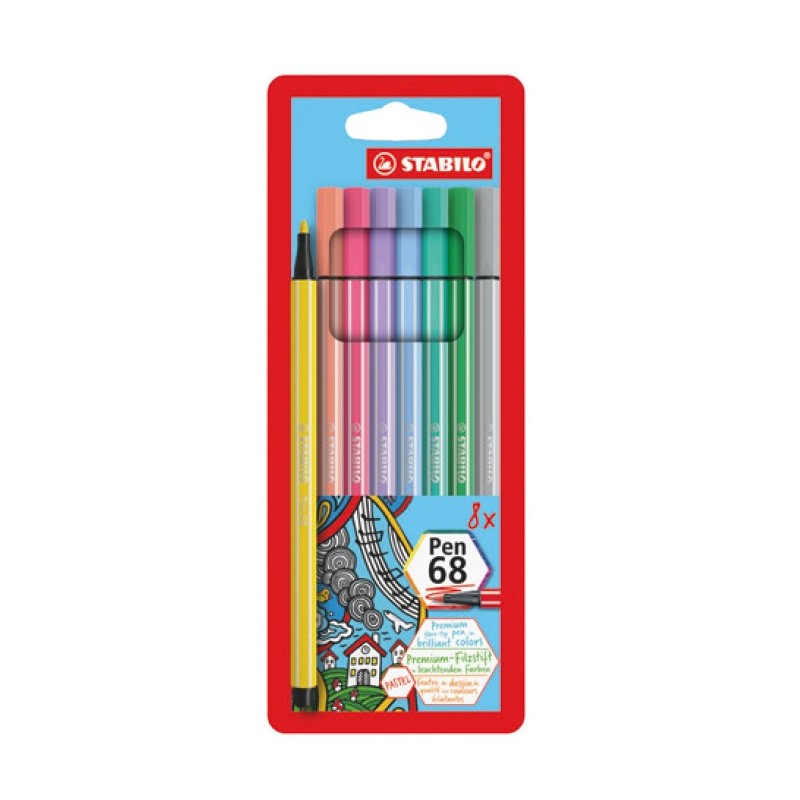 8 pezzi Pennarelli pastel Stabilo Pen 68 68/8-01 8 pezzi Pennarelli pastel Stabilo Pen 68 68/8-01