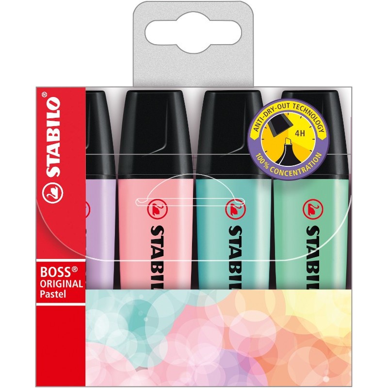 Stabilo Boss Original Pastel 4 evidenziatori colori pastello 70/4-2 Stabilo Boss Original Pastel 4 evidenziatori colori pastello 70/4-2