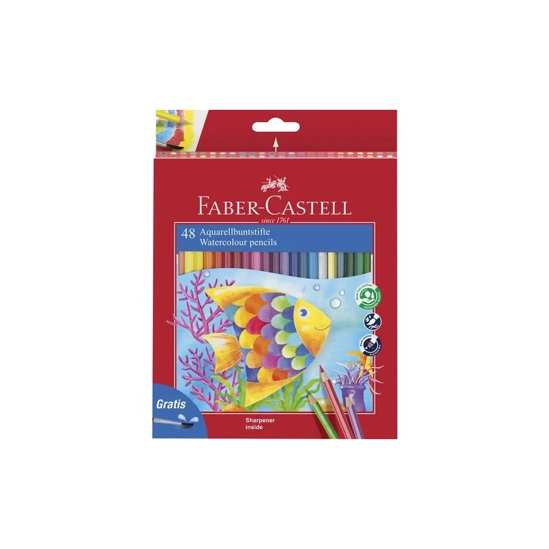 Faber-Castell Set di 48 Matite Colorate Acquerellabili con Pennello - 114448 Faber-Castell Set di 48 Matite Colorate Acquerellabili con Pennello - 114448