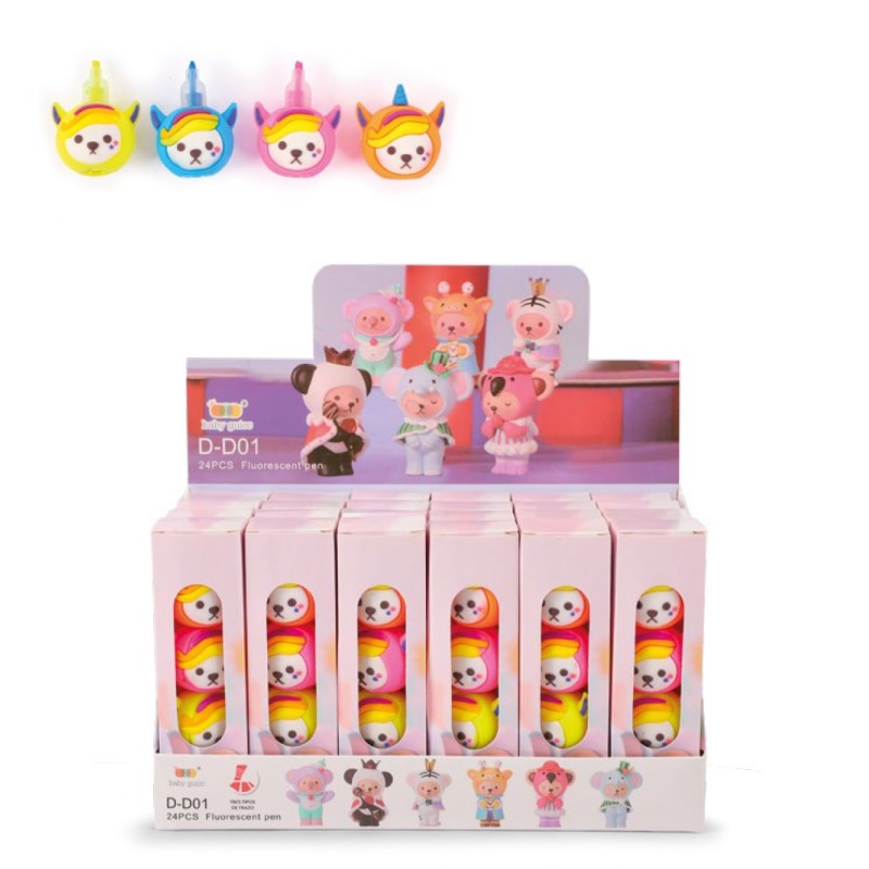 Bluekover Kawaii espositore evidenziatori a torre 3 colori animaletti 24 pezzi Bluekover Kawaii espositore evidenziatori a torre 3 colori animaletti 24 pezzi