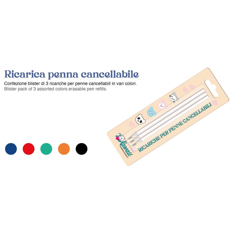 BLUEKOVER REFIL ARANCIO X PENNE CANCELLABILE 3pz. -KAWAII CANC-ARANCIO BLUEKOVER REFIL ARANCIO X PENNE CANCELLABILE 3pz. -KAWAII CANC-ARANCIO