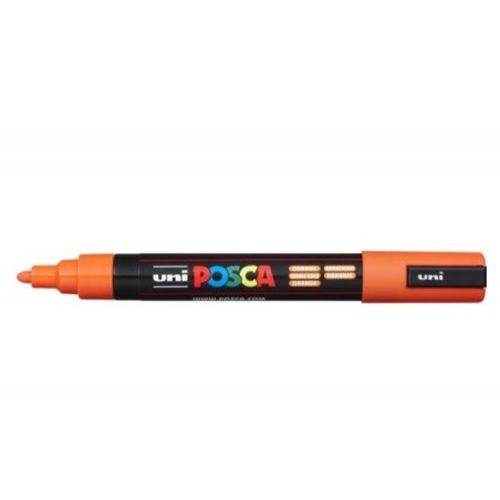 Uni Posca PC-5M Pennarello Marcatore Acrilico a base d'acqua con Punta Conica Media Arancione 6 Pz