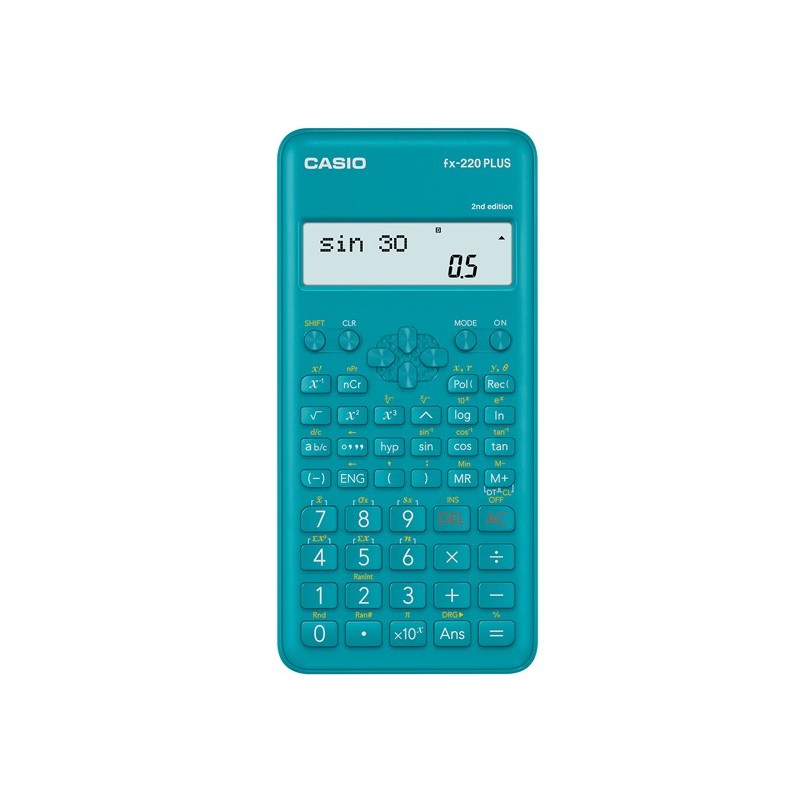 Casio FX-220-2-S PLUS calcolatrice scientifica 181 funzioni, non programmabile, con custodia, turchese Casio FX-220-2-S PLUS calcolatrice scientifica 181 funzioni, non programmabile, con custodia, turchese