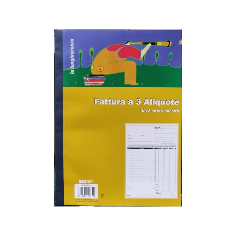 Blocco fattura 3 aliquote 50x2 autoricalcante (50 moduli in 2 copie) Edipro - E5303A