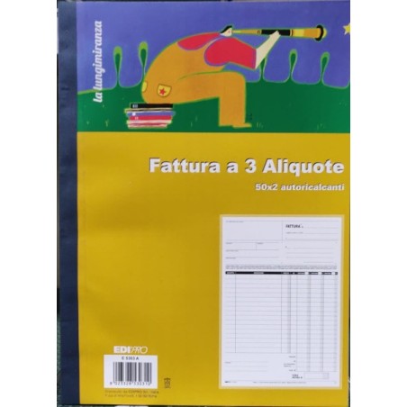 Blocco fattura 3 aliquote 50x2 autoricalcante (50 moduli in 2 copie) Edipro - E5303A