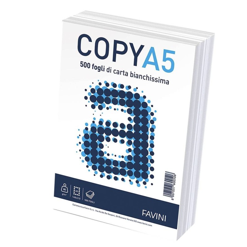Carta Copy Favini A5 80 g/m² 148 x 210 mm, 500 fogli A620505 Carta Copy Favini A5 80 g/m² 148 x 210 mm, 500 fogli A620505