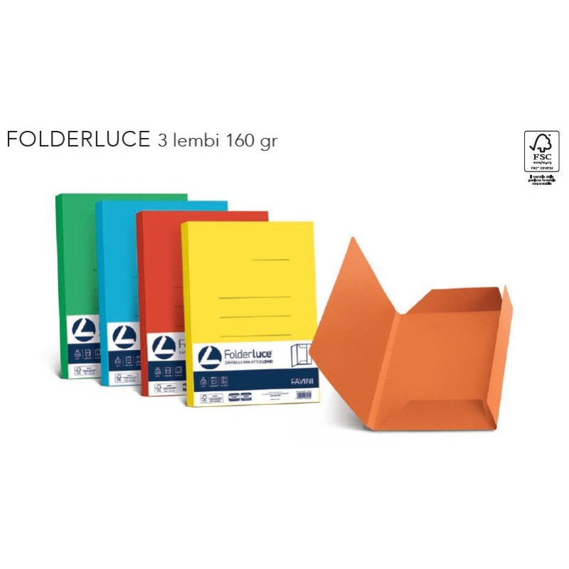 CARTELLE FOLDERLUCE 160gr 3L FAVINI GIALLO SOLE -F -50pz A50B034