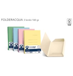 Cartellina 3 Lembi Folderacqua 160g Celeste Favini Formato A4 - 50pz A50T034