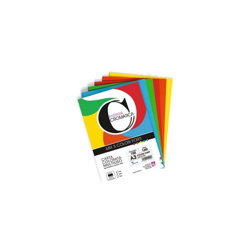 Carta Colorata Cromatica CWR 160g/m² A3 100 Fogli in 5 Colori Forti Assortiti 12307/100 Carta Colorata Cromatica CWR 160g/m² A3 100 Fogli in 5 Colori Forti Assortiti 12307/100