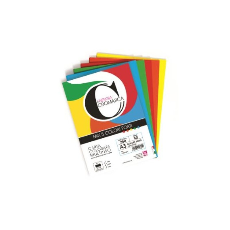 Carta Colorata Cromatica CWR 80g/m² A3 250 Fogli in 5 Colori Forti Assortiti 12301/250 Carta Colorata Cromatica CWR 80g/m² A3 250 Fogli in 5 Colori Forti Assortiti 12301/250