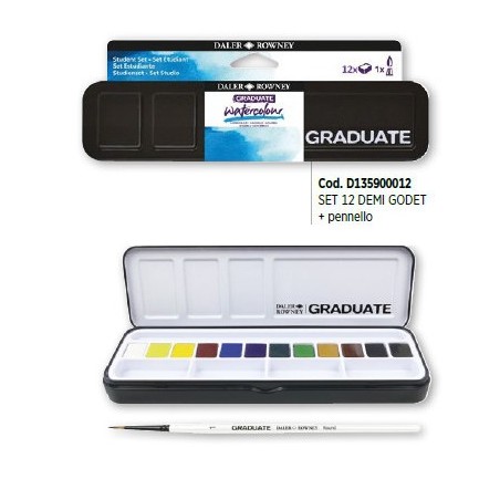 Daler-Rowney Graduate set acquerelli 12 mezze godet
