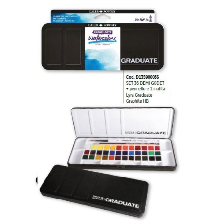Daler-Rowney Graduate set acquerelli 36 mezze godet