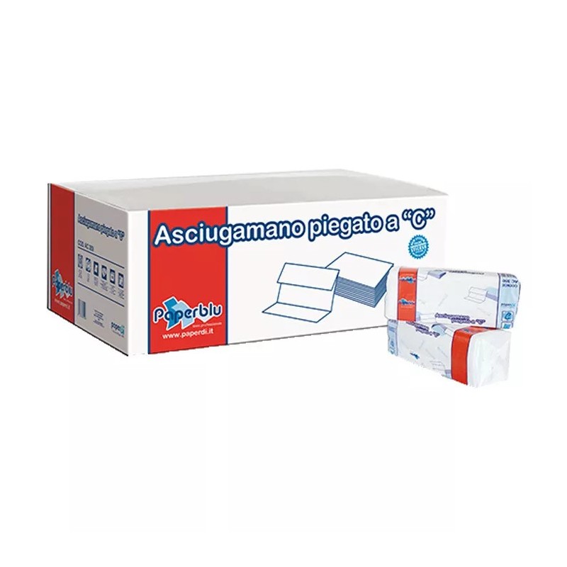 PAPERBLU Asciugamani Piegati a C Pura Cellulosa 150 Fogli PAPERBLU Asciugamani Piegati a C Pura Cellulosa 150 Fogli