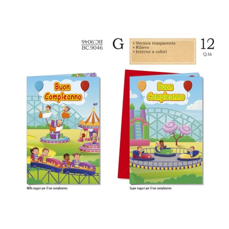 Biglietti Compleanno Bambini 12pz CROMO BC9046