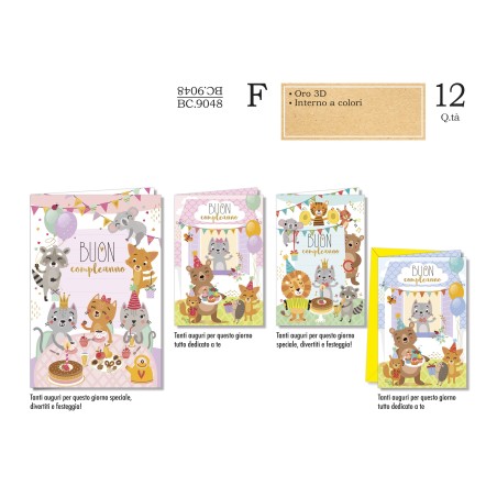 Biglietti Compleanno Bambini -12pz BC9048
