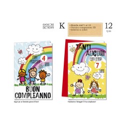 Biglietti compleanno Bambini rotella 12pz CROMO BC9049