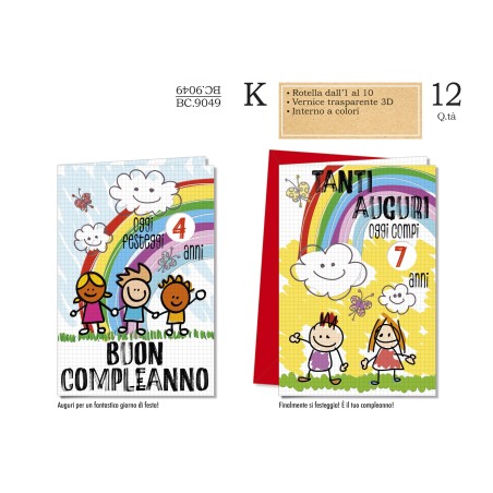 Biglietti compleanno Bambini rotella 12pz CROMO BC9049
